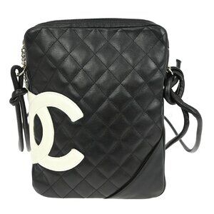 Chanel White Black Calfskin Cambon Ligne Crossbody Bag KQ00240